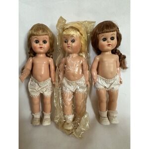 Lot 3 Walker Dolls Blond Brunette NOS 9" Vintage New